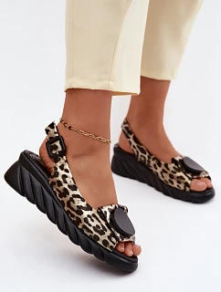 Kožené sandále na platforme s leopardím vzorom Artiker 58C059 Gold