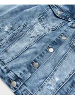 Svetlomodrá dámska džínsová bunda s golierom (GD8631-K)