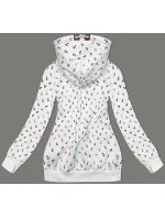 Biela hrubšia mikina so šikmým zipsom a vzorom kotvy (2308)