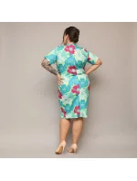 Zeleno-fuchsiové skladané kvetinové šaty po kolená pre ženy (742) Zeleno-fuchsiové skladané kvetinové šaty po kolená pre ženy (742)