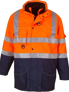 Yoko HVP 711 Hi-Vis 7-v-1 bunda 79.P711, vysoká viditeľnosť, oranžová/námornícka modrá