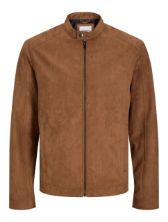 Jack&Jones bunda zo syntetického semišu JJEDYLAN CLEAN JACKET NOOS 12261197 COGNAC