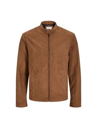 Jack&Jones bunda zo syntetického semišu JJEDYLAN CLEAN JACKET NOOS 12261197 COGNAC