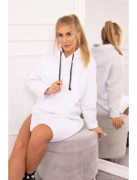 Šaty s kapucňou a bočným rázporkom bielej