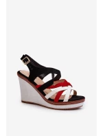 Sandały Na Koturnie Z Paseczkami Czarne Ellen