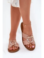 Klapki Damskie Na Płaskim Obcasie Z Ozdobą Vinceza 17381 Beżowe