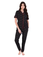 Dámske pyžamo 180/162 čierne so srdiečkami - Karol Dámske pyžamo 180/162 čierne so srdiečkami - Karol