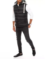 Pánska vesta s kapucňou čierna FashionStreet TX3936