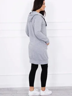 Šatová bunda s kapucňou šedá melange