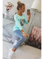 Blúzka s potlačou Superior v mätovej farbe