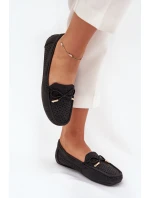 Mokasyny Damskie Z Ażurowym Wzorem I Wiązaniem Czarne Mirisa