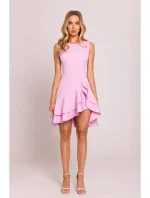 M850 Mini šaty s volánmi - cukríkovo ružové