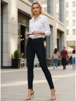 Dámske úzke džínsy s vysokým pásom tmavomodré FashionStreet UY2865 Dámske úzke džínsy s vysokým pásom tmavomodré FashionStreet UY2865