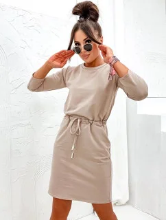 Béžové dámske pletené šaty (700)