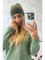 Fleecová čiapka Melisa K241 hnedá+zelená