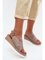 Dámske sandále na platforme z prírodnej kože Artiker 58C3146 dark beige