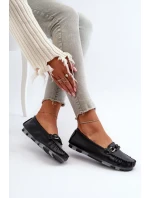 Dámske kožené mokasíny s ozdobou, čierne S.Barski Dámske kožené mokasíny s ozdobou, čierne S.Barski