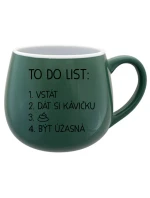 TO DO LIST:  BÝT ÚŽASNÁ - zelený keramický hrníček 300 ml