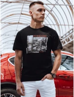 Pánske bavlnené tričko s potlačou čierne FashionStreet RX5464