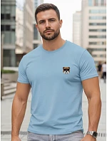 Pánske modré bavlnené tričko s potlačou buldoga FashionStreet NX0125R Pánske modré bavlnené tričko s potlačou buldoga FashionStreet NX0125R