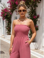 Dámsky letný overal so širokými nohavicami ružový FashionStreet EY2652 Dámsky letný overal so širokými nohavicami ružový FashionStreet EY2652