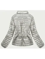 Lesklá béžová dámska prešívaná bunda (N-6107-63)