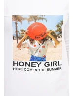 Šaty s potlačou Honey girl ecru