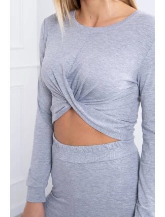 Súprava s riasením na blúzke šedej farby Súprava s riasením na blúzke šedej farby