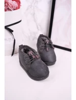 Dziecięce Sznurowane Śniegowce Ocieplone Futerkiem Szare Hunter