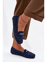 Dámske ploché mokasíny z pravej semišovej kože S.Barski LR61-7029 tmavomodré Dámske ploché mokasíny z pravej semišovej kože S.Barski LR61-7029 tmavomodré