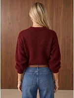 Klasický dámsky sveter s okrúhlym výstrihom v bordovej farbe FashionStreet MY2596 Klasický dámsky sveter s okrúhlym výstrihom v bordovej farbe FashionStreet MY2596