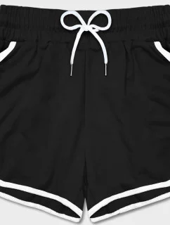 Čierne dámske šortky s kontrastnou lemovkou (8K208-3)