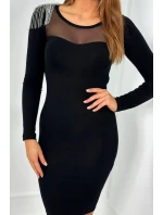Pletené šaty s jedným ramenom čierne