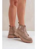 Botki Damskie Z Brokatowym Sercem Ciemnobeżowe Nariri