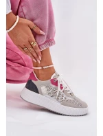 Buty Sportowe Damskie Z Siateczką I Ćwiekami Szare Ogalda