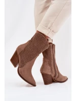 Dámské otevřené kotníkové boty na podpatku Béžové Rivorina