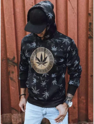 Pánska mikina s potlačou čierna FashionStreet BX5324