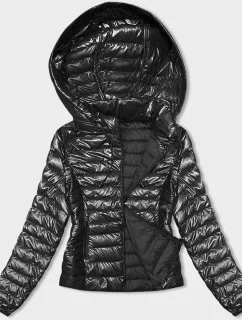 Čierna dámska prešívaná bunda s kapucňou (16M9105-392)