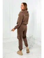Set 3 v 1 mikina + top + nohavice mocca