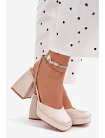 Dámské sandály na podpatku typu sloupek s páskem se šperky Zlaté Seraphina