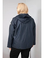 Dámska bunda vo veľkosti Plus Size s kapucňou a nastaviteľným spodným lemom, modrá