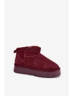 Modne Zamszowe Niskie Śniegowce Bordowe Nucca