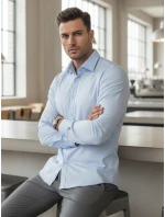 Pánska elegantná hladká modrá košeľa SLIM FIT FashionStreet DX2614