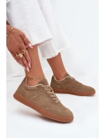 Zamszowe Sneakersy Damskie Big Star SS274675 HI-POLY SYSTEM Beżowe