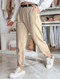 Dámske chinos nohavice s opaskom béžové FashionStreet UY2549