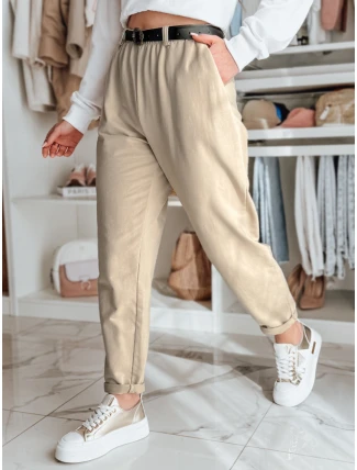 Dámske chinos nohavice s opaskom béžové FashionStreet UY2549