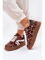 Damskie Sneakersy Na Platformie Panterka Brązowe Totter