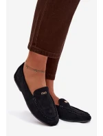 Dámské mokasíny s malým zlatým detailem černé Sarivelle