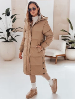 WINTERMISS dámska zimná dlhá prešívaná bunda s kapucňou tmavo béžová FashionStreet TY4966