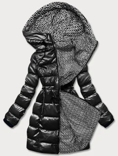 Čierna obojstranná dámska metalická bunda (b8070-1)